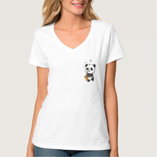 Schattige Cartoonpanda die op een gouden saxofoon T-shirt