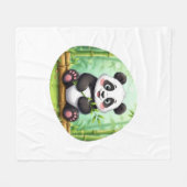 Schattige Cartoonpanda op Bamboevlek Fleece Deken (Voorkant (Horizontaal))