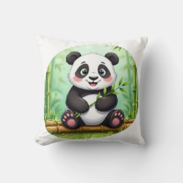 Schattige Cartoonpanda op Bamboevlek Kussen