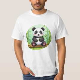 Schattige Cartoonpanda op Bamboevlek T-shirt