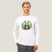 Schattige Cartoonpanda op Bamboevlek Tri-Blend Shirt (Voorkant)