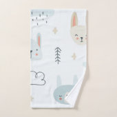 Schattige cartoons pastelpatroon kinder wit blauw bad handdoek (Handdoek)