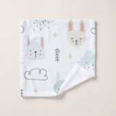 Schattige cartoons pastelpatroon kinder wit blauw bad handdoek (Wasdoekje)