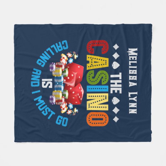 schattige Casino-liefhebbers voegen naam toe Fleece Deken (Voorkant (Horizontaal))