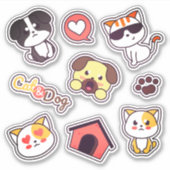 Schattige Cat and Dog Fun Variety Sticker Pack (Voorkant)