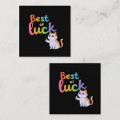 Schattige Cat Best of Luck: Spread Fun en Feline G Vierkante Visitekaartje (Voorkant / Achterkant)