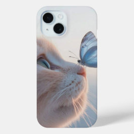 Schattige Cat & Blue Butterfly – Leuke dierenliefh iPhone 15 Case
