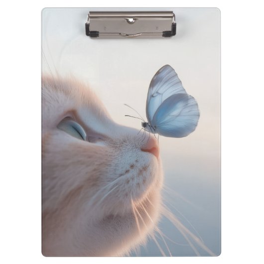 Schattige Cat & Blue Butterfly Spiral Notitieboek Klembord (Voorkant)