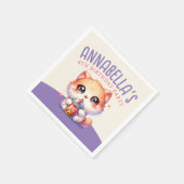 Schattige Cat Boba Verjaardagsfeest Servet (Hoek)