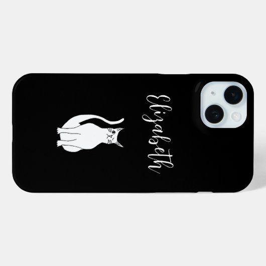 Schattige Cat Cartoon Winking Kat Zwart Case-Mate iPhone Case (Achterkant (horizontaal))