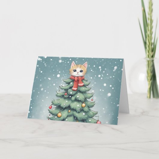 Schattige Cat Christmas-Wenskaart Bedankkaart (Voorkant)
