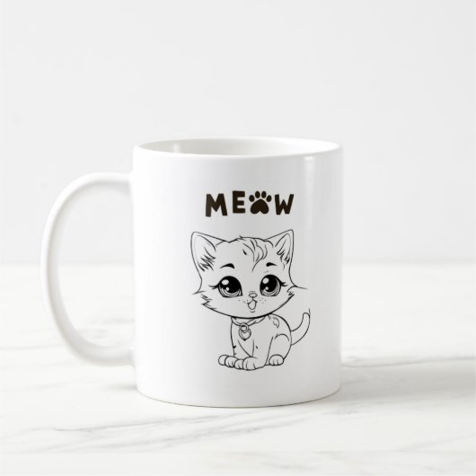 Schattige Cat Coffee Mok ontwerp (Links)