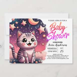 Schattige Cat Custom Baby shower Kaart