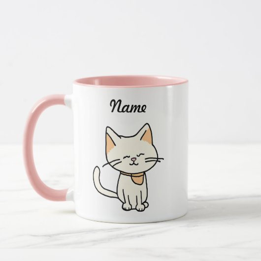 Schattige Cat Custom-Name Mok (Links)
