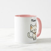 Schattige Cat Custom-Name Mok (Voorkant rechts)