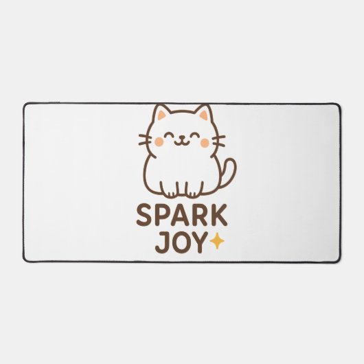 "Schattige Cat Desk Mat – Spark Joy Cozy Aesthetic (Voorkant)