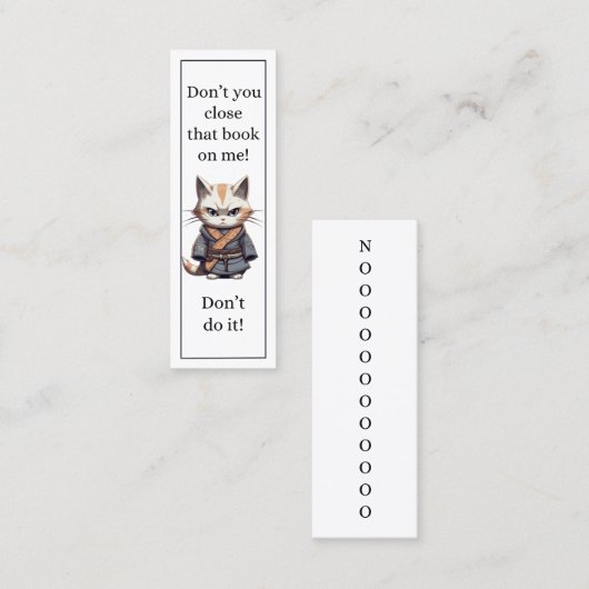 Schattige Cat Don’t You Close Dat Boek Op Me Bladw Contactkaartje (Voorkant / Achterkant)