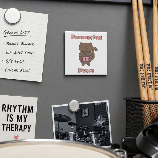 Schattige Cat Drummer Percussie Troep Muzikant Car Magneet