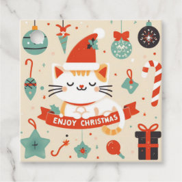 Schattige Cat Enjoy Christmas seizoen Bedankjes Labels