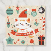 Schattige Cat Enjoy Christmas seizoen Bedankjes Labels (Achterkant)