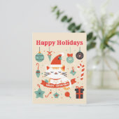 Schattige Cat Enjoy Christmas seizoen Briefkaart (Staand voorkant)
