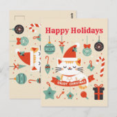 Schattige Cat Enjoy Christmas seizoen Briefkaart (Voorkant / Achterkant)