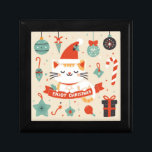 Schattige Cat Enjoy Christmas seizoen Cadeaudoosje<br><div class="desc">Verbazingwekkend opvallend ontwerp Een kat geniet van de Feestdagen van Kerstmis seizoen</div>