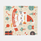 Schattige Cat Enjoy Christmas seizoen Fleece Deken (Voorkant (Horizontaal))