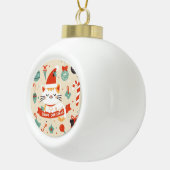Schattige Cat Enjoy Christmas seizoen Keramische Bal Ornament (Rechts)
