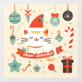 Schattige Cat Enjoy Christmas seizoen Raamsticker