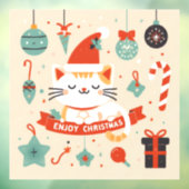Schattige Cat Enjoy Christmas seizoen Raamsticker (Vel 3)