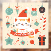 Schattige Cat Enjoy Christmas seizoen Raamsticker (Vel 2)