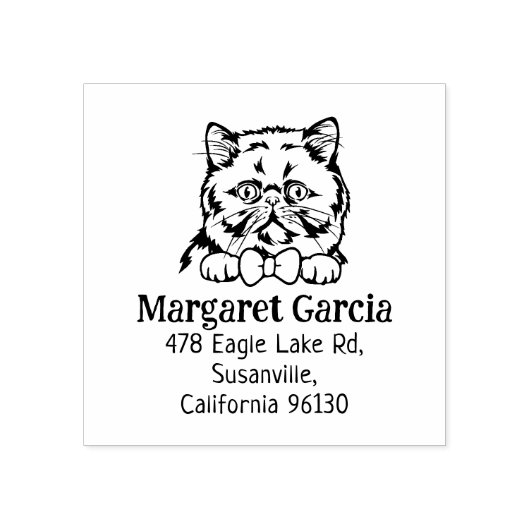 Schattige Cat Exotic-retouradres Rubberstempel (Afrduk)