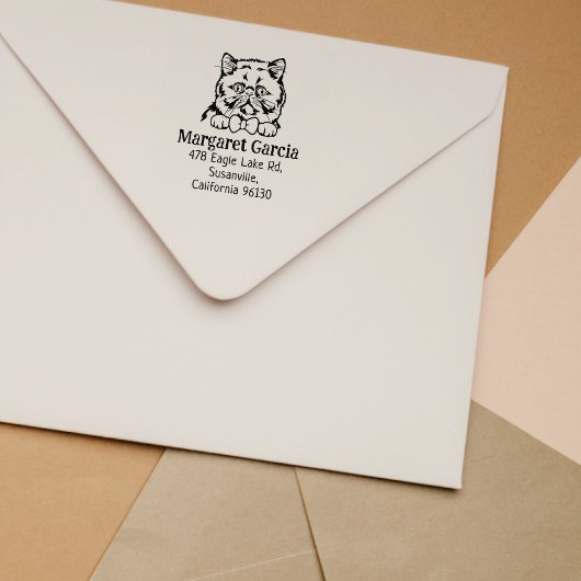 Schattige Cat Exotic-retouradres Rubberstempel