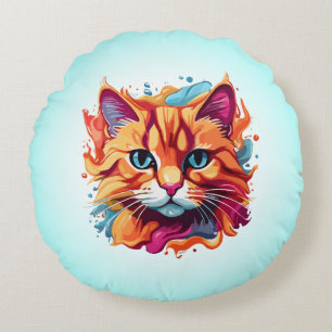Schattige Cat Face Digital Art Design-86002 Rond Kussen