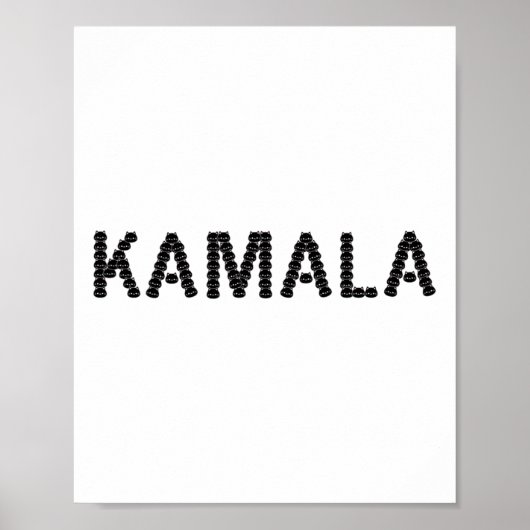 Schattige Cat Face Kamala Letter Grappig Ontwerp Poster (Voorkant)