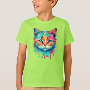 Schattige Cat Face veelkleurig ontwerp T-shirt