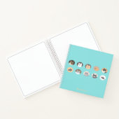 Schattige Cat Faces Blue Spiral Notitieboek met Na (Binnen)