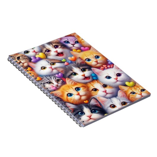 Schattige Cat Faces Spiral Notitieboek (Rechterzijde)