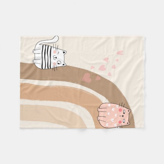 Schattige Cat Fallin verliefd op Fleece Blanket (Voorkant (Horizontaal))