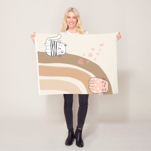 Schattige Cat Fallin verliefd op Fleece Blanket Deken (In situ)