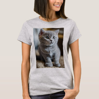Schattige Cat Gedrukt meisje t-shirt, Kattenliefhe T-shirt
