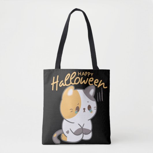 Schattige Cat Happy Hallowen Tote Bag (Voorkant)