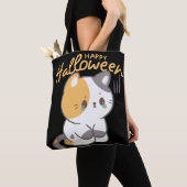 Schattige Cat Happy Hallowen Tote Bag (Dichtbij)
