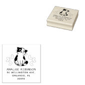 Schattige Cat & Hearts Aangepast retouradres Rubberstempel (Gestempeld)