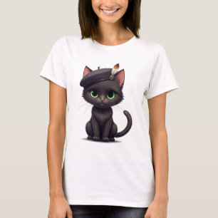 Schattige Cat in Beret T-shirt