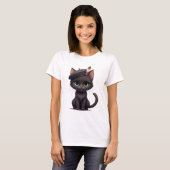 Schattige Cat in Beret T-shirt (Voorkant volledig)