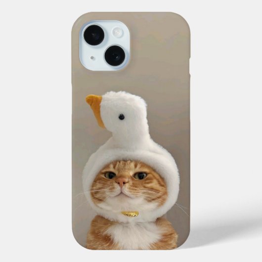 Schattige Cat in Duck Pet iPhone 15 Hoesje (Achterkant)