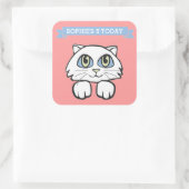 SCHATTIGE CAT KINDER VIERKANTE STICKERS (Tas)