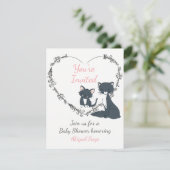 Schattige Cat, Kitten en Flower Heart Baby shower Kaart (Staand voorkant)
